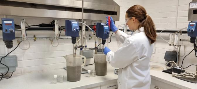 Scientist working in a mineral processing laboratory