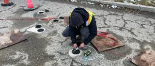 Engineer conducting underground testing 