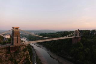 Bristol's Clifton Suspension Bridge at dusk