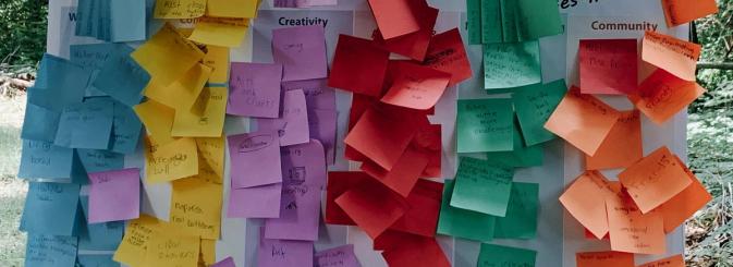 Community board with post it notes