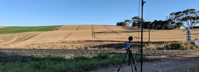 Acoustics recording equipment set up near fields