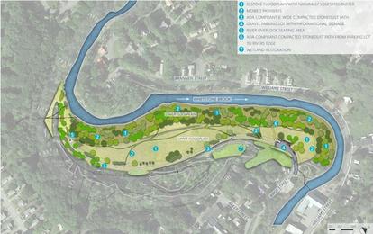 Whetstone Brook floodplain restoration site plan design rendering