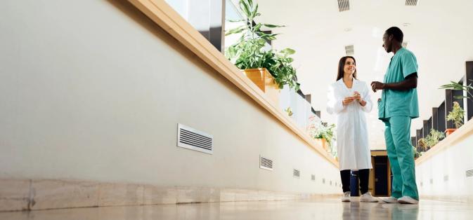 Healthcare professionals talking