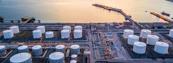 Industrial site next to a port