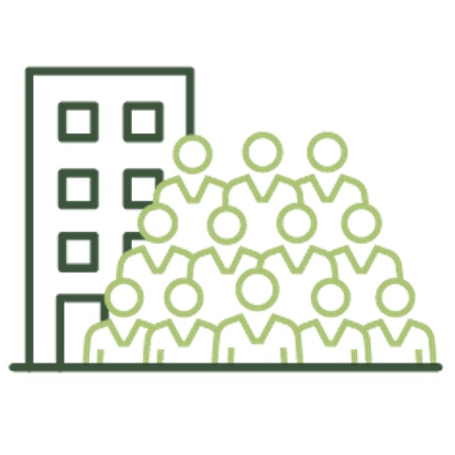 Building with lots of people showing growth