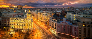 view down on to the main shopping street in Madrid